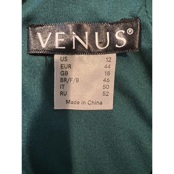 Venus Emerald Green Flare Sleeve Sheath Dress V Neck Sexy Size 12 - Picture 6 of 7